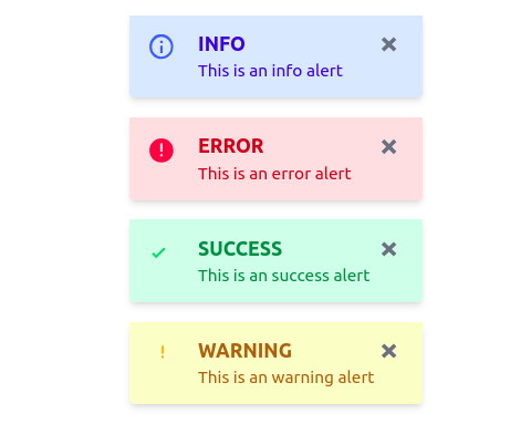 Styles for different severity of alerts